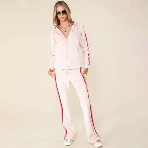 Hale Bob Stripe Velour Jogger, White, Size L